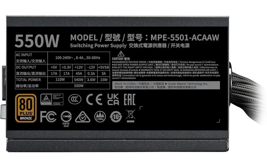 Netzteil Cooler Master, MWE V3 ATX3.1 550W-3