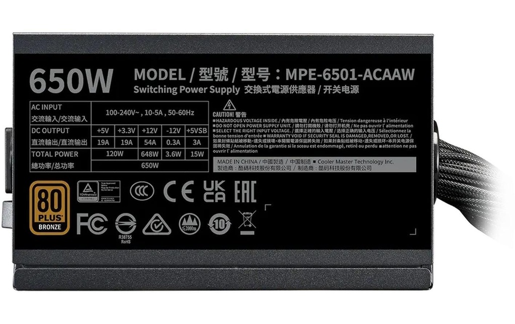 Netzteil Cooler Master, MWE V3 ATX3.1 650W-3