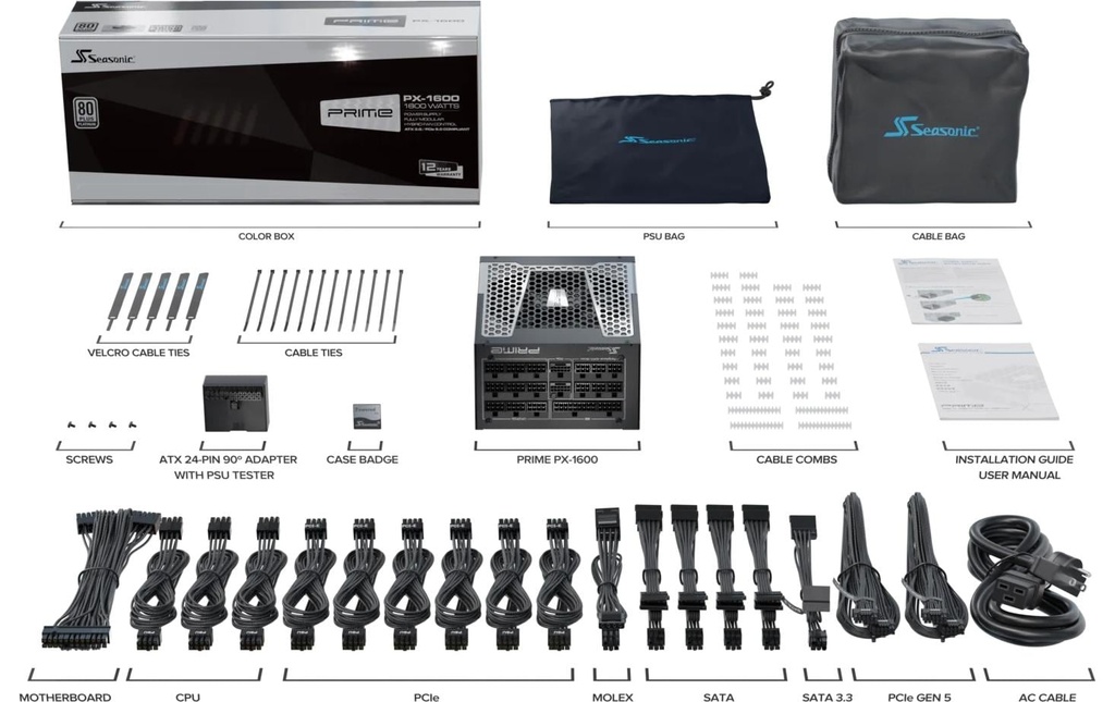 Netzteil Seasonic, 1600W, 80+Platinum, ATX3-4