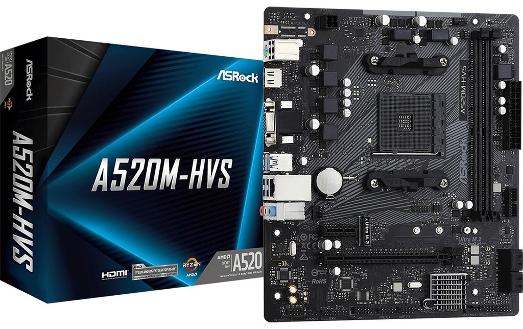 ASRock A520M-HVS, mATX, AM4-0