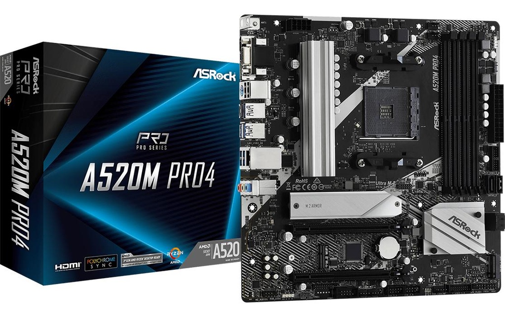 ASRock A520M Pro4, mATX, AM4-0