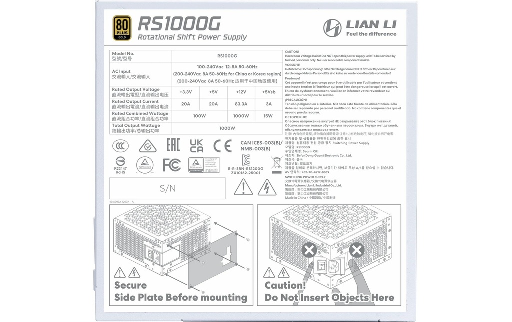 Netzteil Lian Li RS1200, ATX3.1-6