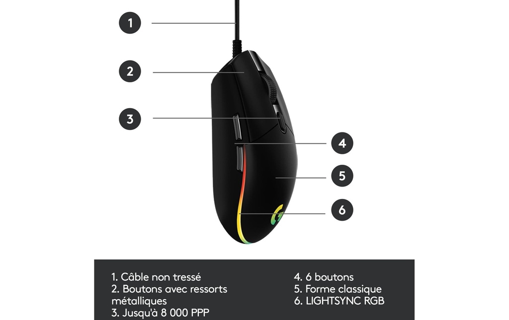 Logitech G203 Lightsync Gaming Mouse black-5