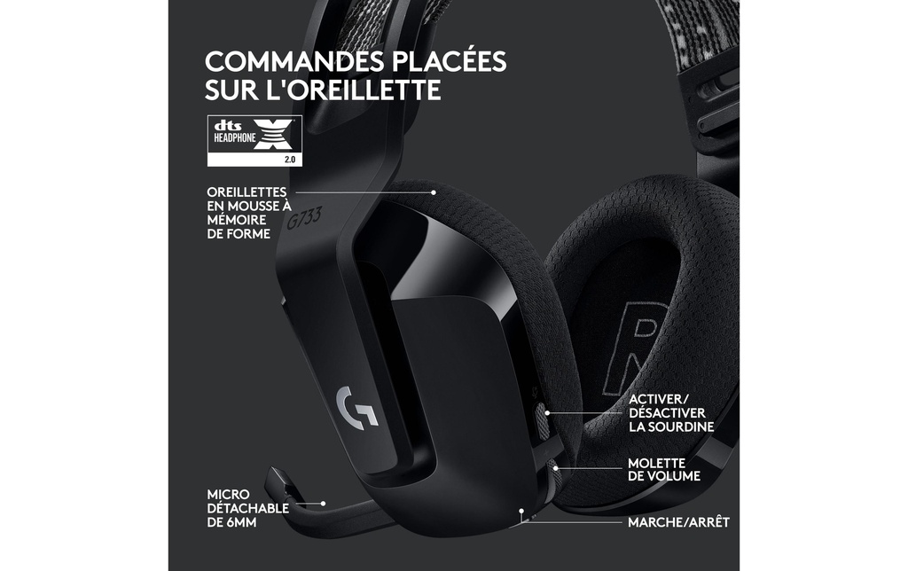 Logitech, Headset G733 Lightspeed Schwarz-4