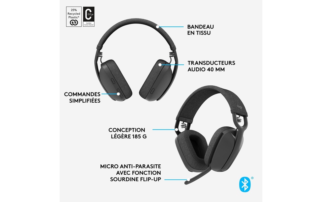 Logitech, Headset Zone Vibe 100 Graphite-7