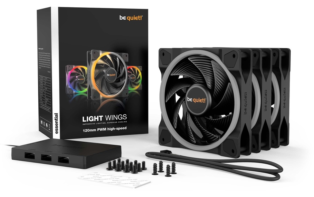 Gehäuselüfter BQ! Light W. PWM 12CM HS 3er-4