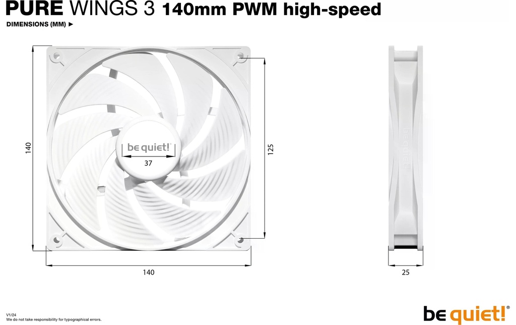 be quiet!, PC-Lüfter Pure Wings 3 PWM high--4