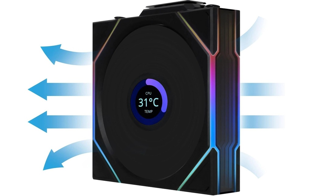 Gehäuselüfter Lian Li 12RTLLCD1W1B-3