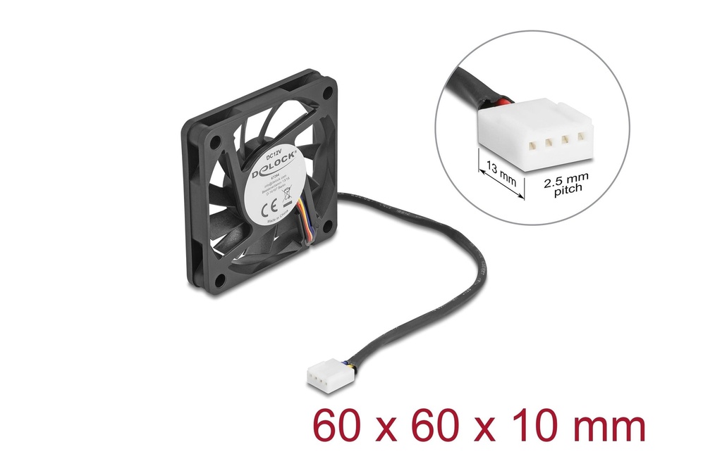 Delock Gehäuselüfter 60x60x10mm, 12V-1