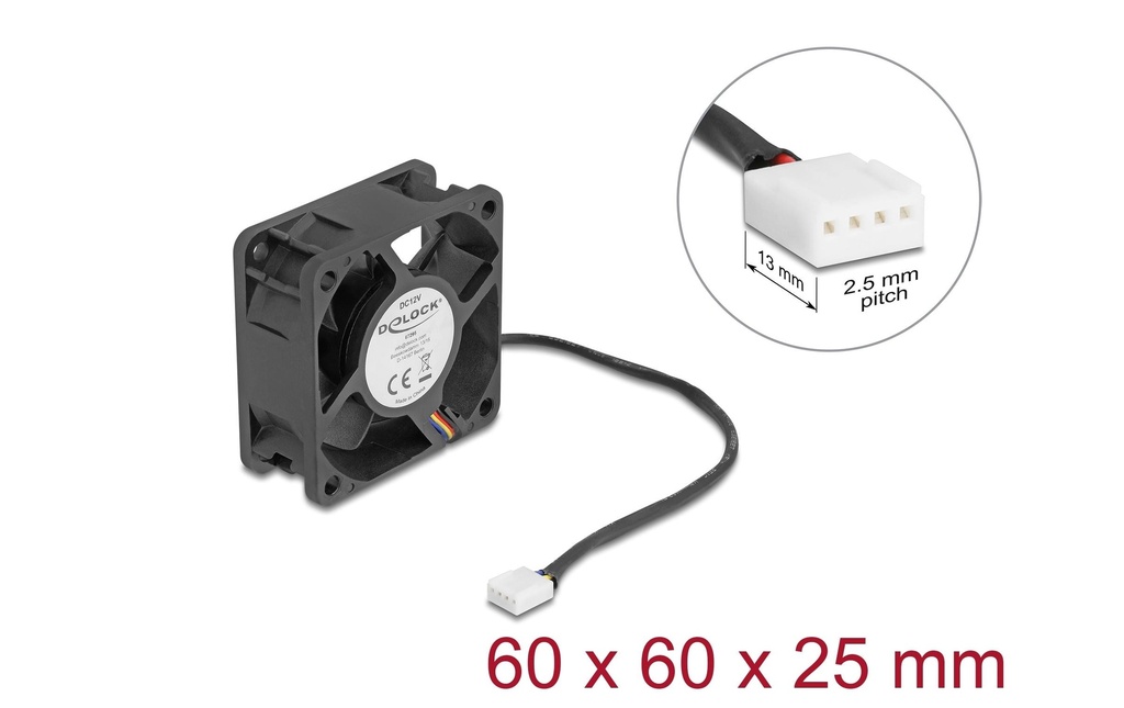 Delock Gehäuselüfter 60x60x25mm, 12V-1
