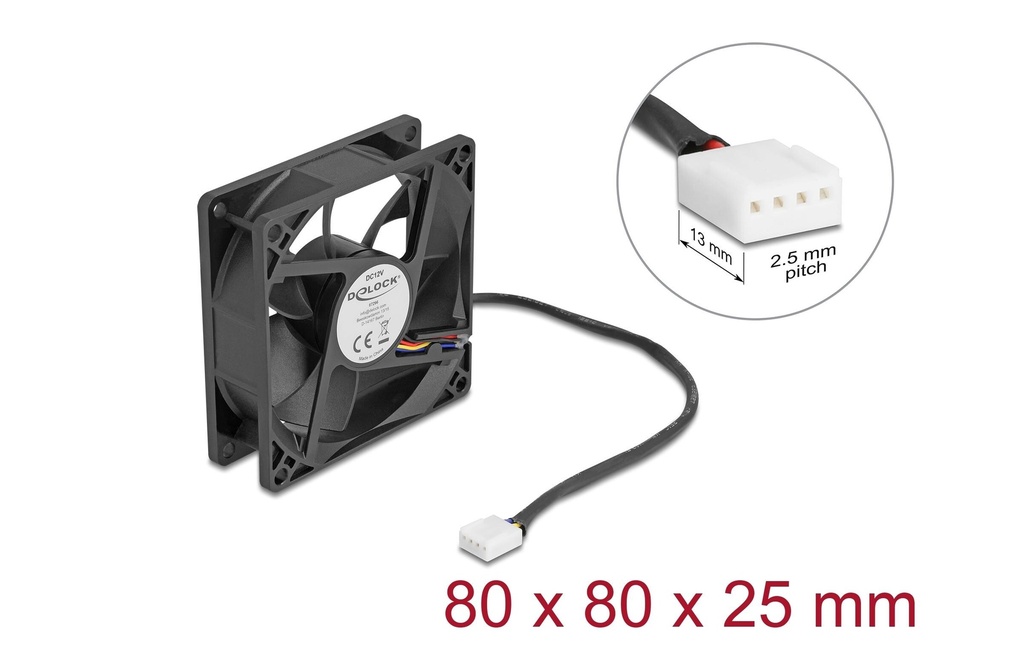 Delock Gehäuselüfter 80x80x25mm, 12V-1