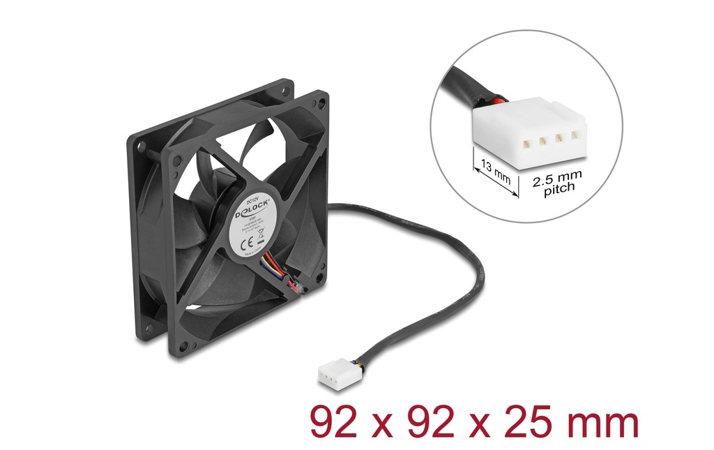 Delock Gehäuselüfter 92x92x25mm, 12V-1