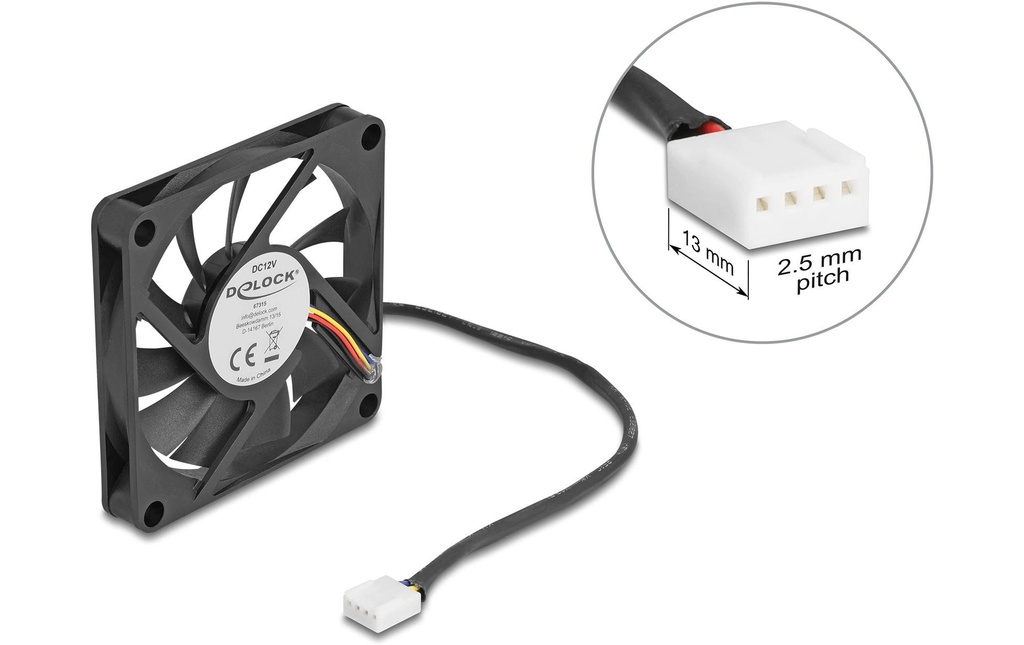 Delock Gehäuselüfter 70x70x10mm, 12V-0