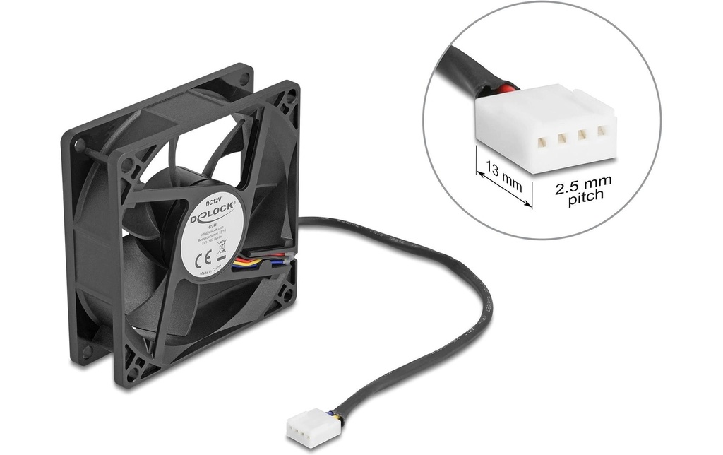 Delock Gehäuselüfter 80x80x25mm, 12V