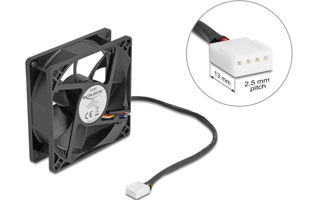 Delock Gehäuselüfter 80x80x25mm, 24V